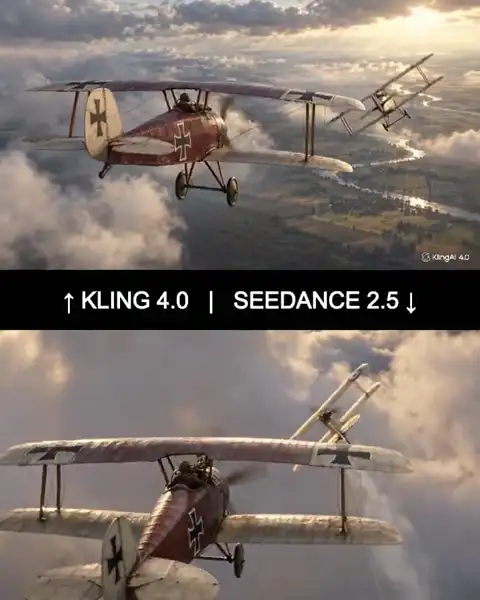 WWI Dogfight: Kling 4.0 vs Seedance 2.5 — Kling 4.0