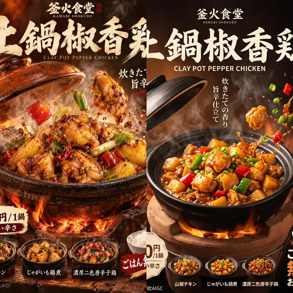 砂锅椒香鸡美食海报 — Nano Banana 2.1