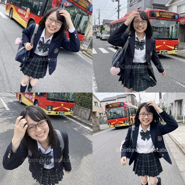 路口女学生：六模型对比 — Nano Banana 2.1