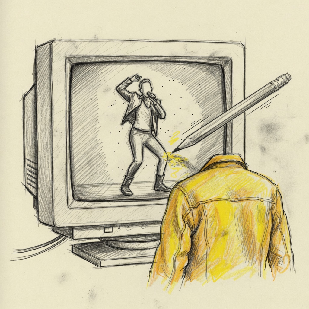A monitor where only the jacket color changes; stance and camera stay