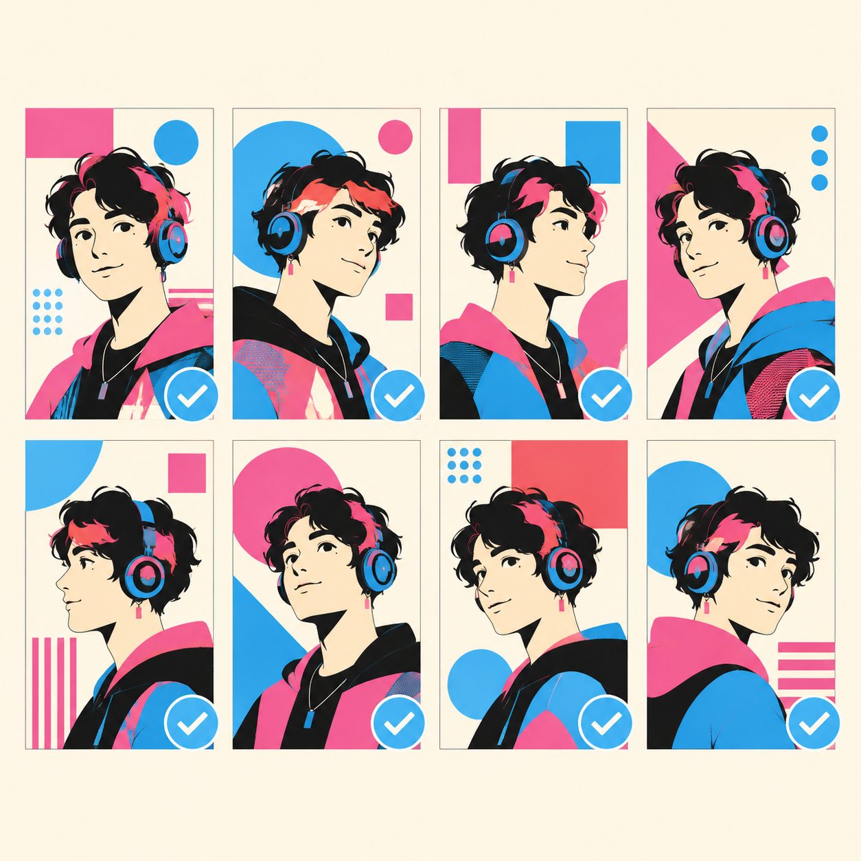 Character Consistency Sanity Check 8 帧网格