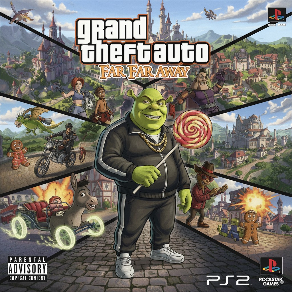 Gemini: Gaming: PS2 游戏封面 (GTA x Shrek) (Example 11)