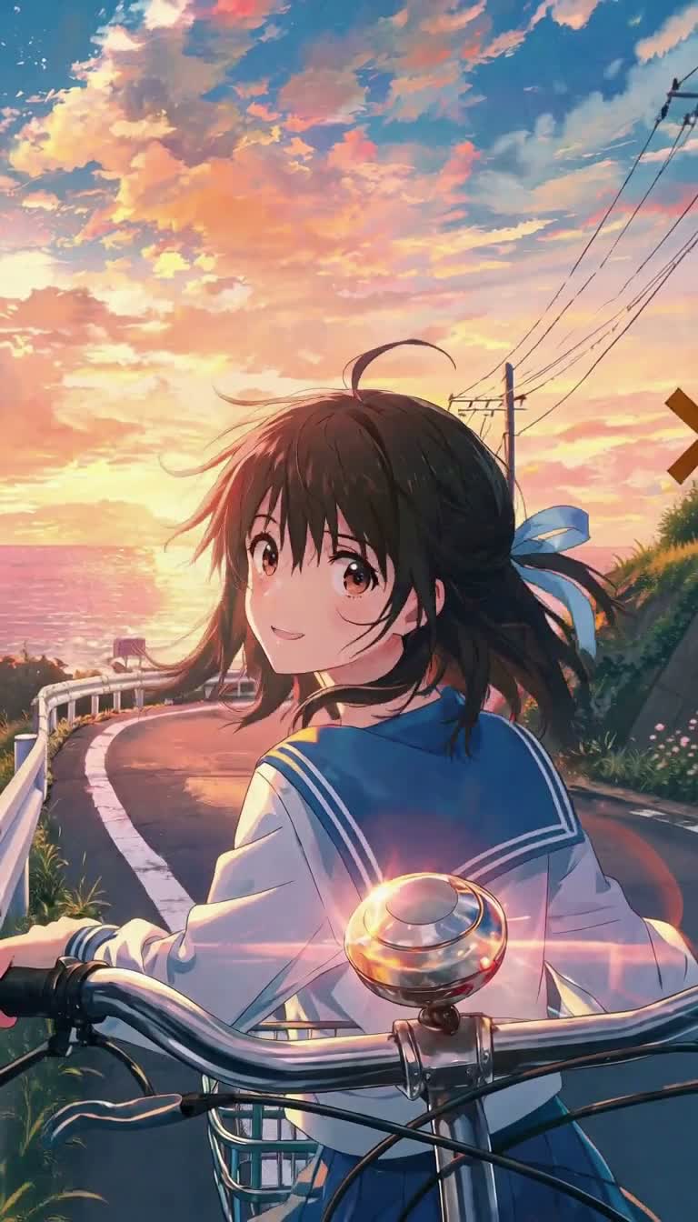 “夏の終わりのシグナル” AI music video sample, Makoto Shinkai style