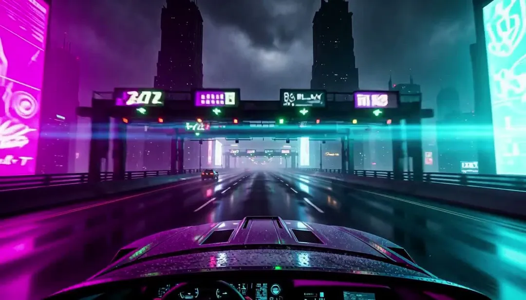 “Neon Night Drive” AI music video sample, Cyberpunk style
