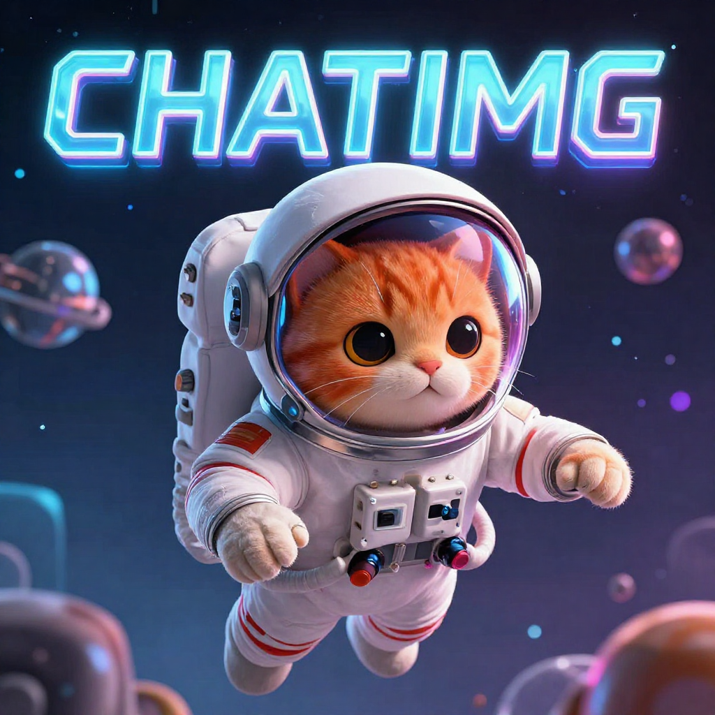3D cartoon-style cat astronaut generated by Z-Image Turbo, with accurately rendered title text